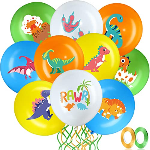 Zomiboo 40 Stücke Dinosaurier Latex Ballons 12 Zoll Dinosaurier Geburtstag Party Dekoration für Kinder Dino Dschungel Thema Party Baby Shower Lieferungen