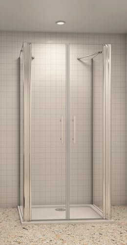 Acezanble Duschkabine 100x80x80cm U-FORM Duschabtrennung U-Kabine Dusche Duschtür Doppel Nano Glas