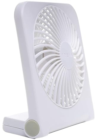 Treva 5-Inch USB And Battery Powered Desk Fan With Two Cooling Speeds And Adjustable Tilt Small Fan Cubicle Accessories Durable And Long Lasting (White)