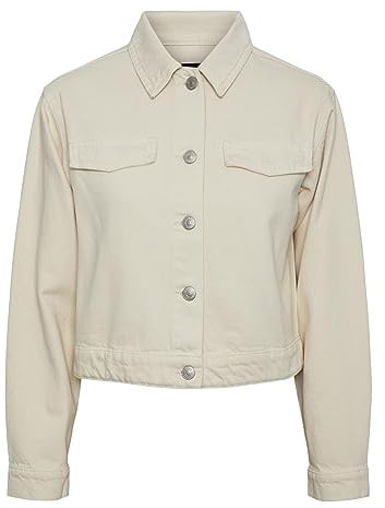 PIECES Women's Pctessie Ls DNM Jacket Mb873 Noos Bc Denim, Grey (Whitecap Gray), L