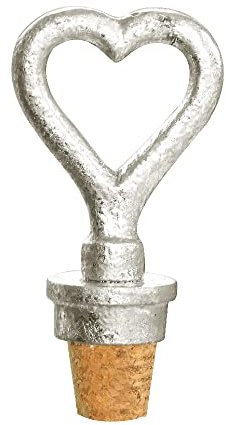 Wine Stopper Cast Iron Bottle Stopper Love Heart Shaped Wine Champagne Prosecco Bottle Cork Stopper Gift (Silver)