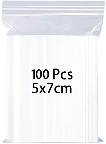 Volsha 5x7cm 100 Grip Seal Bags, Small Clear Plastic Bags, Resealable Storage Pouches, Poly Zip Lock Bags, Perfect for Kitchen Storage, Jewellery, Diamond Painting, Small Cookies and Sweets