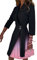 shownicer Robe Femme de Cocktail Col V Manche Mi-Longue Vintage Plisse Robe avec Ceinture Chic et Elegant A-Line Robe Soirée Mariage B Noir-Rose XXL