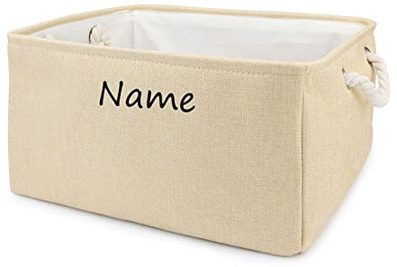 TONYFY Aufbewahrungsbox für Hundespielzeug, mit Personalisierbarem Namen des Haustieres, Behälter für die Organisation von Hundekleidung, Hunde Katzen zubehör und Haustierbedarf (Beige)