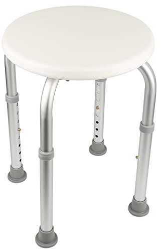 Höhenverstellbar Anti-Rutsch Aluminium Duschhocker Duschstuhl Badehocker Rund Badsitz Duschsitz Duschhilfe Anti-Rutschfür Senioren und Schwangere