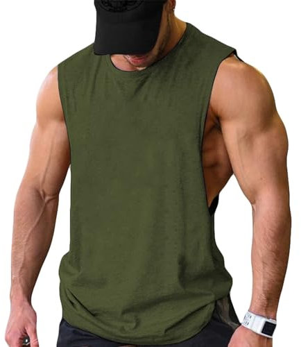 COOFANDY Männer Gym Tanktop Bodybuilding Ärmelloses T-Shirt Athletic Workout Muskel Armeegrün 1 Stück XL