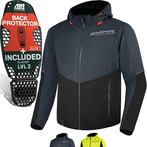 SHIMA DAYBREAKER Motorradhoodie Herren und Damen - Motorrad Kaputze Hoodie mit Protektoren Jacke Kapuzenjacke Aramid
