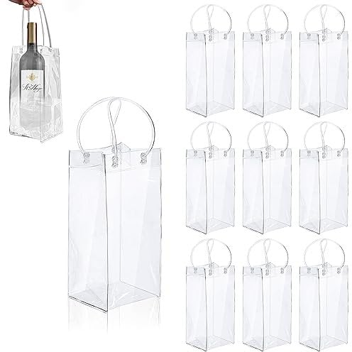 10 pièces Sac de Refroidisseur, Sac de Glace Bouteille Portable en PVC Extérieur, Sacs de Glace Bouteille de Vin avec Poignée, Sacs Isotherme Réfrigérants à Bouteille pour Bière, Champagne, Vin