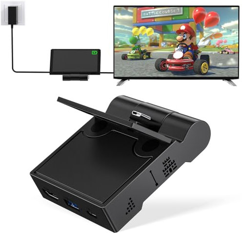 Dock Switch pour NS Switch/Switch OLED, Station d'accueil innoAura pour TV avec HDMI 4K, Port USB 3.0 et Port de Charge Type-C, Support de Charge Switch Pliable et Portable