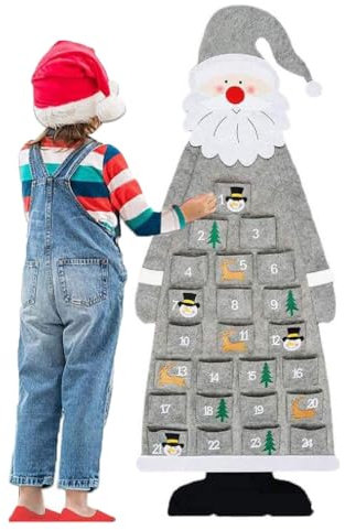 Adventskalender Füllung Kinder, Weihnachtskalender Zum Aufhängen, Kinder Adventskalender zum Befüllen Stoff Aufhängen, Filz Weihnachtsmann Weihnachtsdeko, Wand, Tür, Häuser, Groß xxL