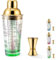 Ensemble Shaker à Cocktail en Verre de 400 ML avec passoire intégrée, doseur doseur, Shaker à Margarita, mélangeur d'alcool, Parfait pour Barman et Usage Domestique (Vert)