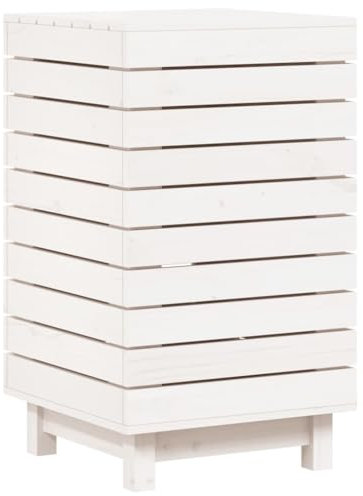 vidaXL Cesto para la Ropa Sucia Madera Maciza Pino Blanco 44x44x76 cm