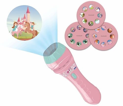Lexibook - Unicorn - Stories projector Age 3+, torch light and projector with 3 discs, 24 images, create your own stories, LTC050UNI