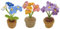 YANGSHINE 3 Mini Fiori Artificiali in Vaso Fatti a Mano All'uncinetto, Completati Con Nontiscordardime, per Affine, Ufficio, Auto, Cruscotto, Decorazione, Colore #3