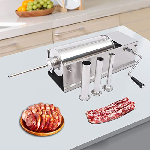 5L Stainless Steel Sausage Stuffer Machine - Manual Sausage Filler for Home & Commercial Use - Make Hot Dogs, Sausages, Bratwurst - Easy to Use & Clean