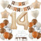 Haosell 14 Geburtstag Ballon-Set, Boho-Design mit 24 Stück, Beige & Braun, Retro-Design mit Silber-Konfetti, für Teenager & Freunde, unisex, 1 Stück, BALLOON, Teenager, Jugendliche