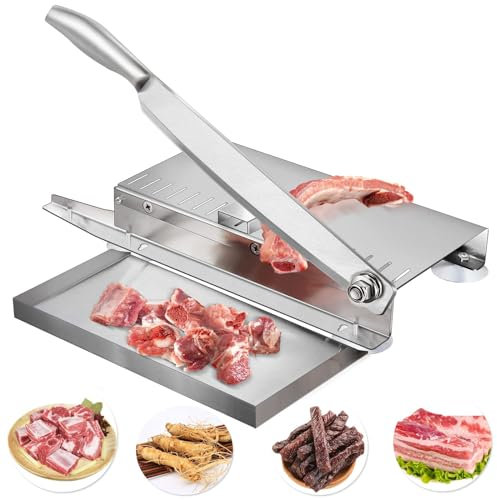 EEYZD Trancheuse a Jambon Saucisson Coupe Pain Trancheuses DéFlecteur RéGlable en Acier Inoxydable éPaissi et Ventouse éPaisse AntiadhéSive RenforcéE par Vis,Small