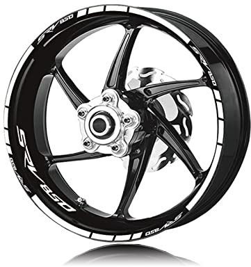 YESKIT Modifizierte dekorative Aufkleber wasserdichte Rad-Logo-Aufkleber Für Motorradreifen Mit Reflektierenden Streifen Für Aprilia SRV850 SRV 850 (Color : Bianco)