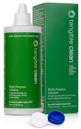 Tangible Clean Multi-Purpose Contact Lens Solution for Scleral and Gas Permeable Contact Lenses, with Lens Case, 12 Fl Oz