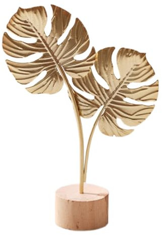 Whakano Blätter Deko Statue,Deko Aufsteller,Modern Wohnung Dekoartikel Skulpturen,Statuen Ornament mit Holz Basis,Modern Dekoration,Tischdeko,Geschenke für Büro,Bücherregal,Wohnzimmer,Schlafzimmer,B