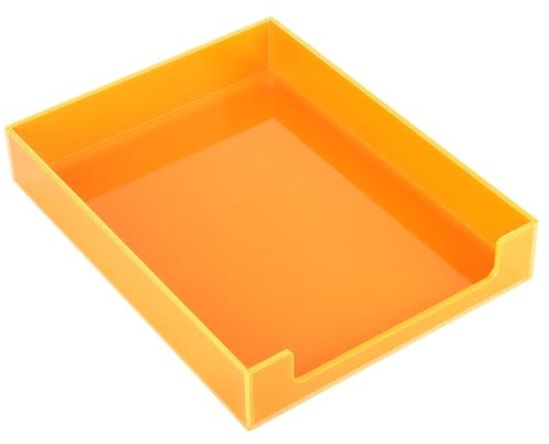 Paper Tray Acrylic File Organizer for Desk Letter Tray Desk Organizer Document Holder Sorter Storage for A4 Office Supplies Magazines, 13.8x10.6x2.4 Inches, Neon Orange