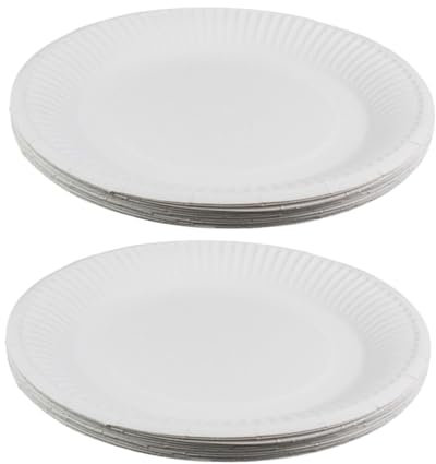 Didiseaon Plato De Papel Redondo Simple 100 Unidades Adecuado Para Para Fiestas y Barbacoas