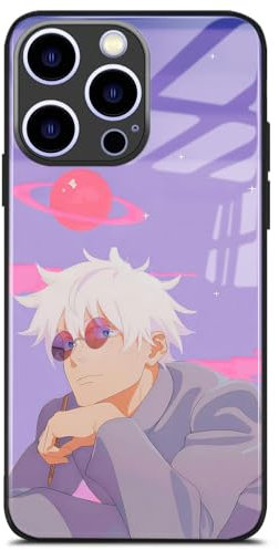 Akatxezy Cute Satoru_Gojo JJK Limited Edition Anime Glass Phone Case - Glossy Silicone Cover, Unique Manga Design Shell for iPhone 15