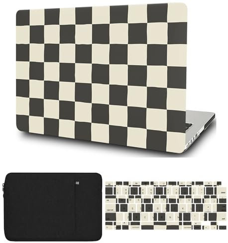 FFBOFFC Case Compatible with Old Version MacBook Pro 13 inch Case 2012 2011 2010 2009 2008 Model A1278 with CD-ROM, Plastic Hard Shell Case & Keyboard Cover Skin & Sleeve Bag, Beige & Black