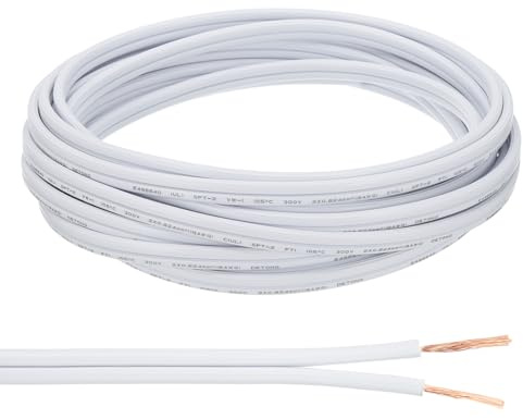 PATIKIL 15Ft 18/2 PVC Covered Wire, 300V SPT-2 Lamp Cord Insulated Heat Resistant Electronical Flexible Cable for LED Lamp Wire Audio Cable Speaker, White, UL Listed