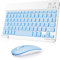 Nsyee Bluetooth Keyboard and Mouse, Universal Compact Wireless Keyboards, Rechargeable Portable for iPad/Samsung/Tablet/iOS/Android/Windows, UK Layout (Blue, Backlit Keyboard and Mouse)