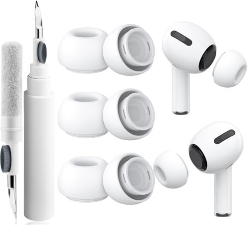 VANCLE 3 Pares Almohadillas para Airpods Pro/Airpods Pro 2, Almohadillas de Silicona de Repuesto Airpods Pro con Orificio De Reducción De Ruido, Kit de Limpieza 3 en 1 (M×3 Pares)