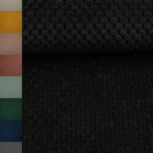 MAGAM-Stoffe Barcelona weicher Deko Polster Taschen Cord Samt Meterware ab 50cm (09. Schwarz)