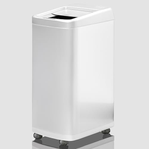 White Kitchen Bin, DSL sensor bins for kitchen, Large Smart Electric Touch- Free Automatic Sensor Waste Rubbish Bins, Dustbin, Trash Can – Stainless Steel Finish – 50L