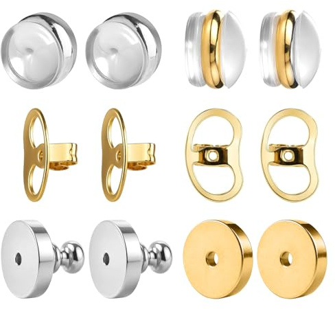 SJUIEO 6 Paar Ohrringverschlüsse und ohrläppchenhalter earring backs ohrringheber earring lifters wiederverwendbare schwere – Ohrring-Ohrringhalter mit Verriegelung