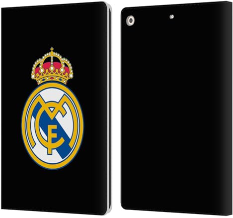 Head Case Designs Offizielle Real Madrid CF Einfaches Schwarzes Logo Ursprung Leder-Wallet-Hülle Kompatibel mit Apple iPad 10.2 2019/2020/2021