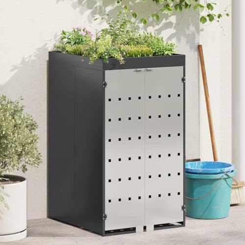 Mokuyary Wheelie Bin Storage with Roof Planter for 240L Bin, Garden Shed Cover for Bins, Outdoor Container Storage Chest -B