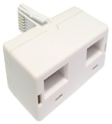 World of Data - 2 Way BT Telephone Socket Splitter - Twin - 2 (Sockets) into 1 (Plug) - White - Phone - Fax - Modem - Answer Machine