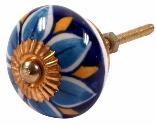 Keramik Möbelknopf, Möbelgriff, Schranktürknöpfe, handbemalt, Modell 79 | Durchmesser 3 cm, Gewinde M5, 4 cm lang, ideal für Schubladen.