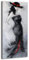 YS-Art | Tableau peinture acrylique Belle inconnue Peint à la main 115x50cm Tableau Peinture sur toile unique Gris