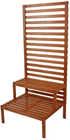 Jardinion Sichtschutz mit Pflanzentreppe 66x 80x 180, Blumentreppe, Eukalyptus, Terrasse Balkon Garten Braun, Balkonverkleidung