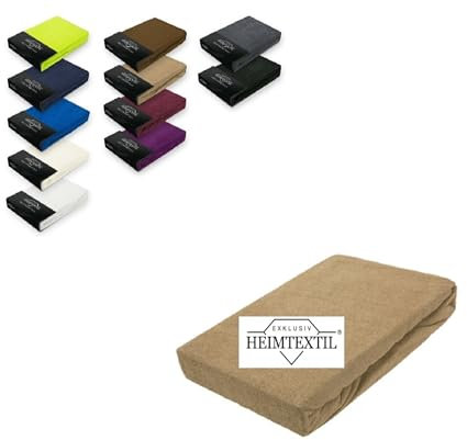 EXKLUSIV HEIMTEXTIL Frottee Spannbettlaken Marke 70 x 140 cm 80% Baumwolle, 20% Polyester Öko - Tex Zertifiziert, Markenqualität, Matratzenhöhe bis 10 cm, Sand