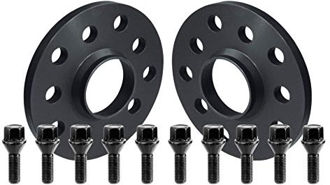 SCC Fahrzeugtechnik Distanzscheiben Set 20mm (2x10mm) schwarz eloxiert mit Radschrauben M12x1,5 Kegel 37mm für BMW