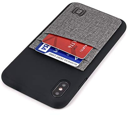 Dockem Luxe M2L Coque en Silicone pour iPhone XS Max : Porte Carte Double Étui de Haute Protection avec Plaque en Métal Intégrée pour Montage Magnétique