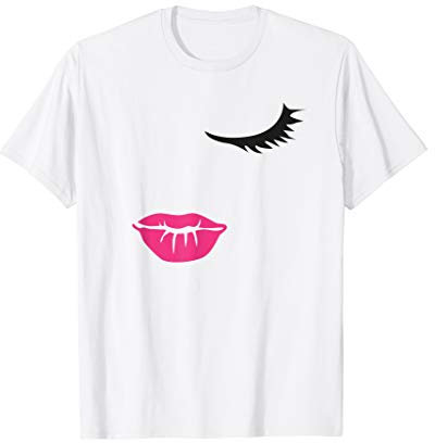 80er Lippenstift Design mit Wimpern Beauty Geschenk T-Shirt