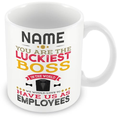Novelty Funny Gift for Boss - You are The Luckiest Boss in The World - Personalised Mug