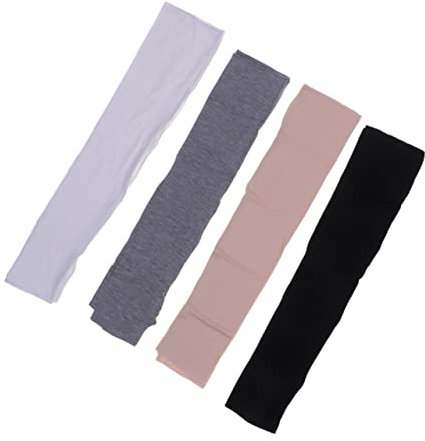 Milisten 4 Paar Uv-Sonnenschutz Armstulpen Damen, Fingerlose Lange Handschuhe FüR Radfahren, Outdoor-Sport, Schwarz Weiß Grau Hautfarbe