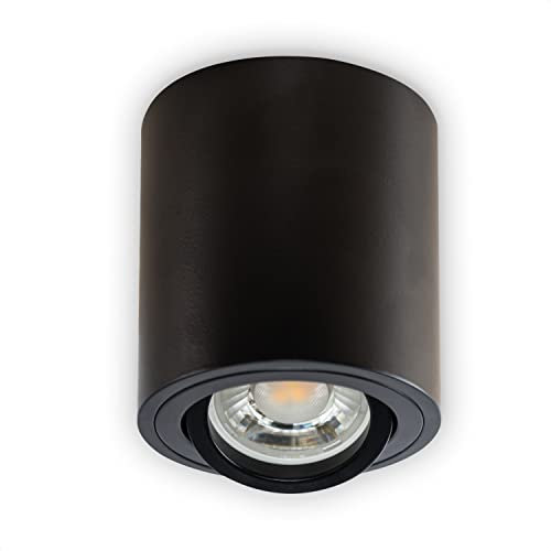INNOVATE LED Aufbauspot - 35° schwenkbare Aufbauleuchte - kompakter Aufputz Deckenspot - moderner IP20 Aufbaustrahler GU10 Fassung - flaches Downlight excl. Leuchtmittel (1 Stück, Schwarz Rund)
