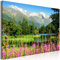 decomonkey Bilder Landschaft Natur 120x80 cm 1 Teilig Leinwandbilder Bild auf Leinwand Vlies Wandbild Kunstdruck Wanddeko Wand Wohnzimmer Wanddekoration Deko Gebirge Blumen See