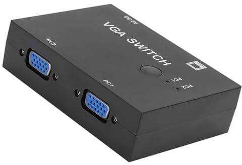 VGA-Switch, 2-in-1-Ausgang, 2 PC auf 1 Monitor, VGA-Switch-Box, unterstützt VGA/XVGA/SVGA/UXGA/Multi-Synchronisation, Trennwand, Auflösung des VGA-Adapters