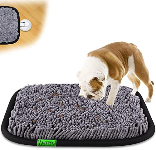 LAMTWEK (17 x 21 Schnüffelteppich Hunde Intelligenzspielzeug, Schnüffelteppich Hund Waschbar,Riechen rutschfest Hundespielzeug Schnüffelspielzeug,Intelligenz Hundespielzeug Mit 2 Stück Saugnapf